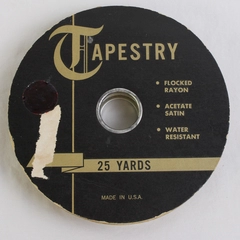 Vintage Tapestry Brown and Green Flocked Rayon Ribbon