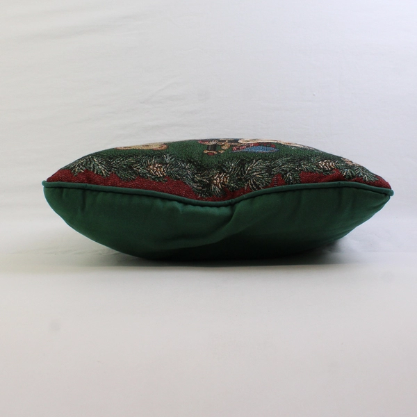 Tapestry-Style Christmas Teddy Bear Decorative Throw Pillow 15" x 15"