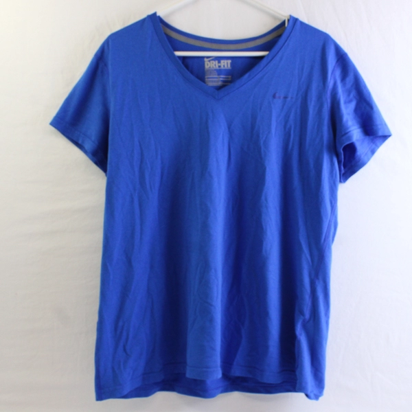 Nike Dri-Fit Blue Regular Fit Short-Sleeve V-Neck T-Shirt Women's Size XL