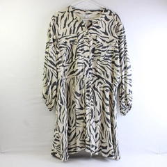 NWT Nine West Cream and Gray Zebra Print Dress Women's Large FLAWED