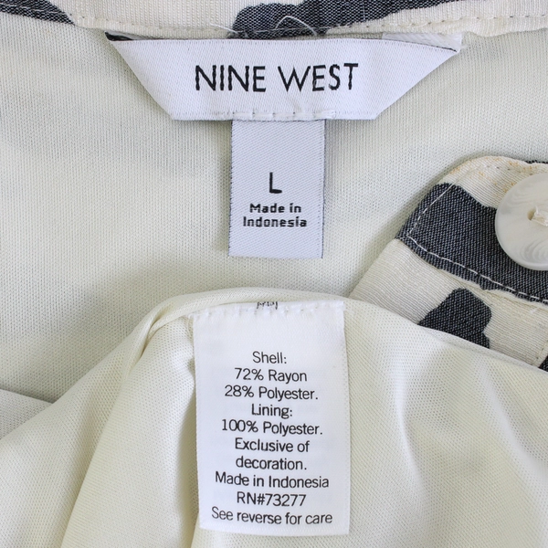 NWT Nine West Cream and Gray Zebra Print Dress Women's Large FLAWED
