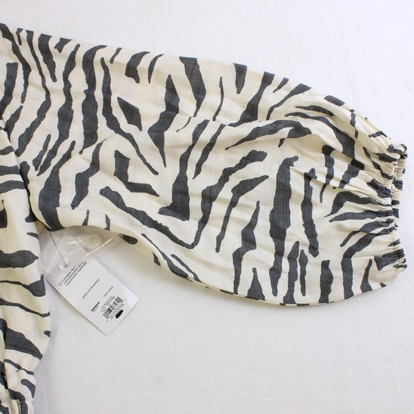 NWT Nine West Cream and Gray Zebra Print Dress Women's Large FLAWED