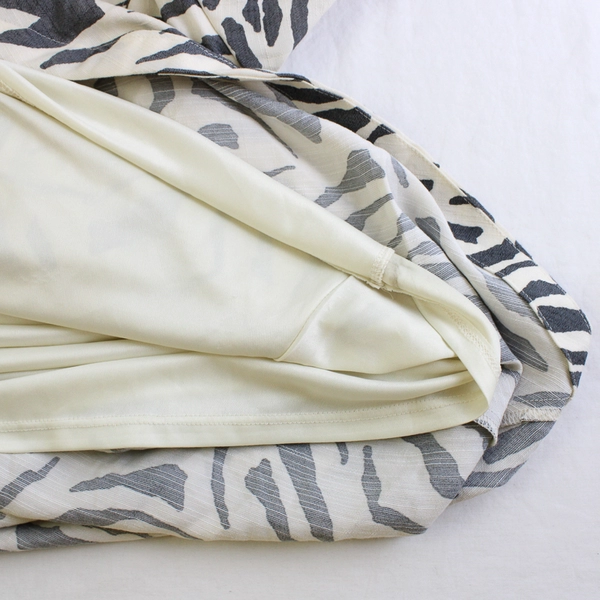 NWT Nine West Cream and Gray Zebra Print Dress Women's Large FLAWED