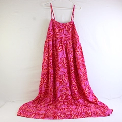 NWT Goa Beachwear by Japna Pink & Red Tropical Leaf Print Sundress Women's Large