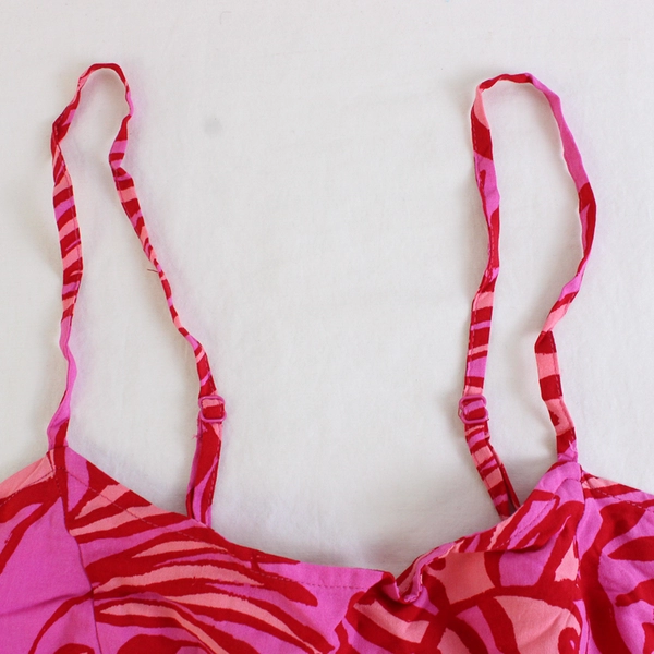 NWT Goa Beachwear by Japna Pink & Red Tropical Leaf Print Sundress Women's Large