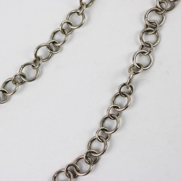 Hand-Blown Art Glass Plastic Beaded Silver-Tone Chain Necklace Toggle Clasp 15"