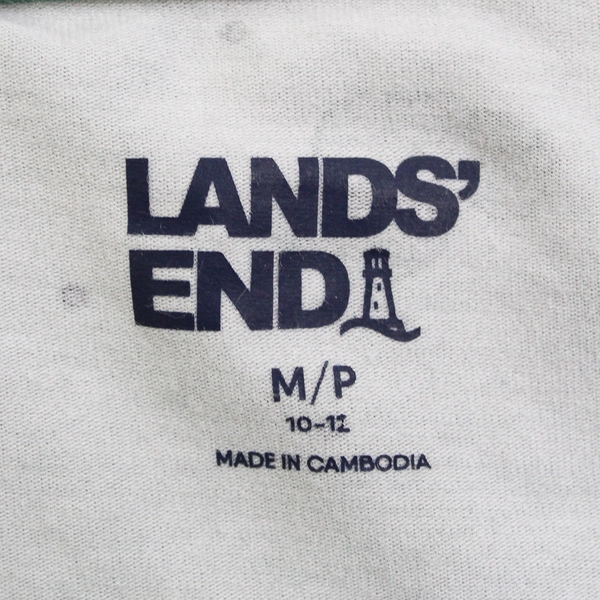 Lands' End Floral Pattern Green Side-Tie T-Shirt Women's Medium