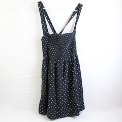 NWT American Eagle White Floral Pattern Black Smocked Dress Women's L Tall