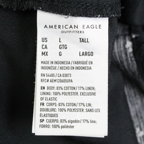 NWT American Eagle White Floral Pattern Black Smocked Dress Women's L Tall