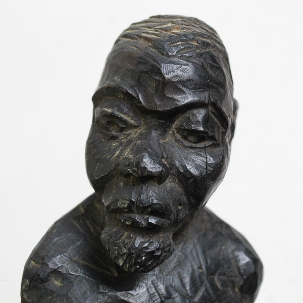 Hand-Carved Soapstone African Man Bust Sculpture Figure 5"