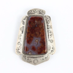 VTG Agate in Sterling Silver Southwestern-Style Bolo Tie Bezel 2.5" Signed GL