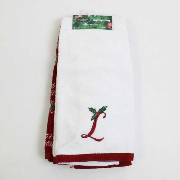 St. Nicholas Square 2 Bath Hand Towels 16"x25" Solid Plaid