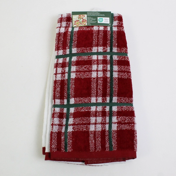 St. Nicholas Square 2 Bath Hand Towels 16"x25" Solid Plaid