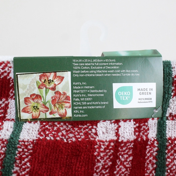 St. Nicholas Square 2 Bath Hand Towels 16"x25" Solid Plaid