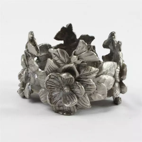 Decorative Magnolia Metal Pillar Candle Holder Rustic Vintage
