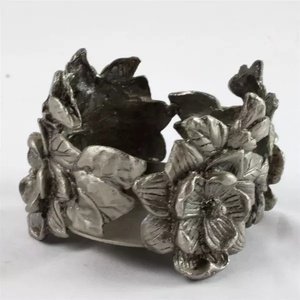 Decorative Magnolia Metal Pillar Candle Holder Rustic Vintage