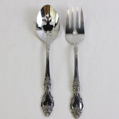2 Pc Set Oneida Wordsworth Stainless Pierced Tablespoon & Cold Meat Serving Fork