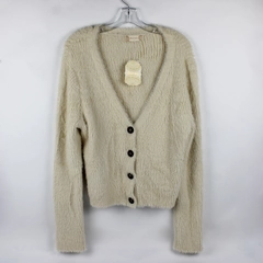 NWT Altar’d State Women's L Cream Fuzzy Ribbed Cardigan Sweater