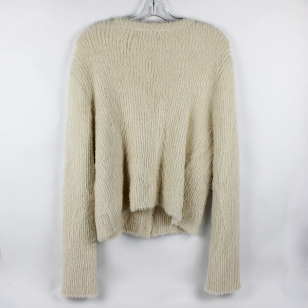 NWT Altar’d State Women's L Cream Fuzzy Ribbed Cardigan Sweater