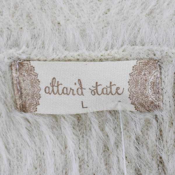 NWT Altar’d State Women's L Cream Fuzzy Ribbed Cardigan Sweater