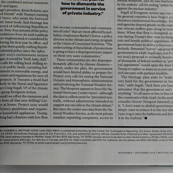 Lot of 2 Mother Jones Magazines Sept/Oct & Nov/Dec 2024 Good Condition