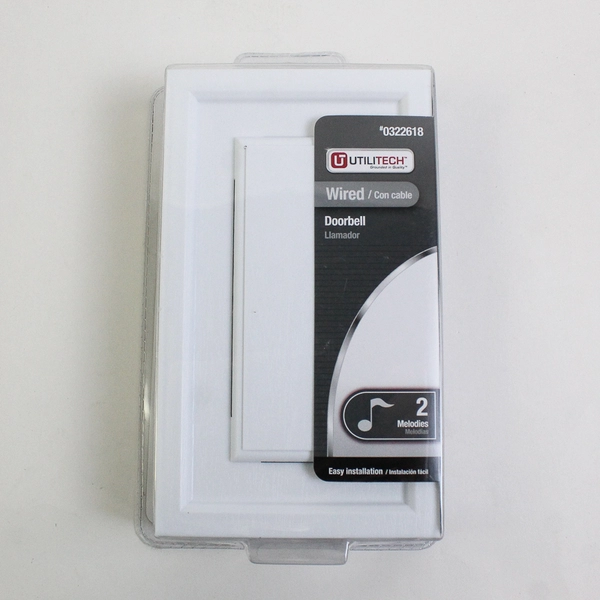 Utilitech Wired Doorbell Kit 2 Chimes White Finish #0322618 Easy Installation