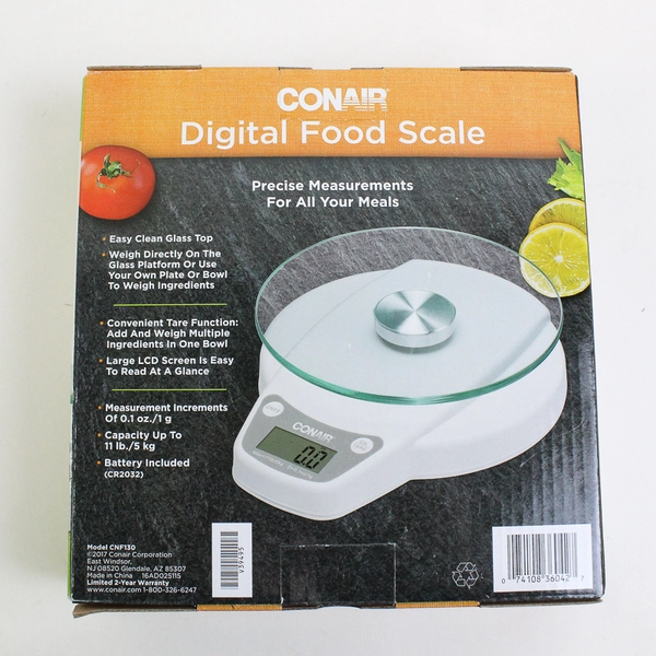 Conair Digital Food Scale White Model CNF130 (2017, Capacity Up To 11 LB)