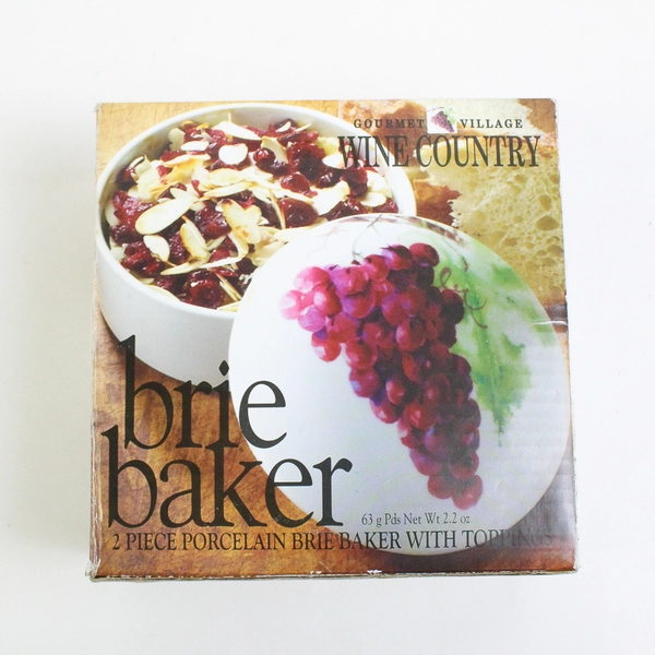 Gourmet Village Wine Country 2 Piece Porcelain Brie Baker 5" Diameter 2.5" Tall