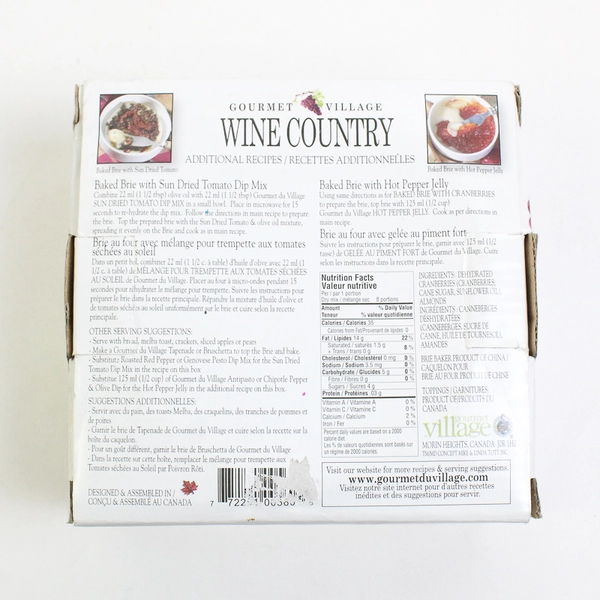 Gourmet Village Wine Country 2 Piece Porcelain Brie Baker 5" Diameter 2.5" Tall