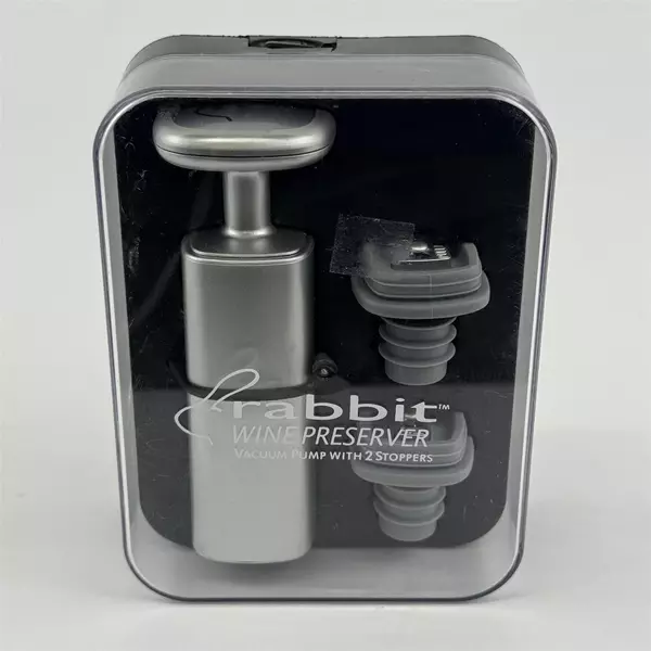 Metrokane Rabbit Wine Preserver Vacuum Pump with 2 Stoppers Open Box