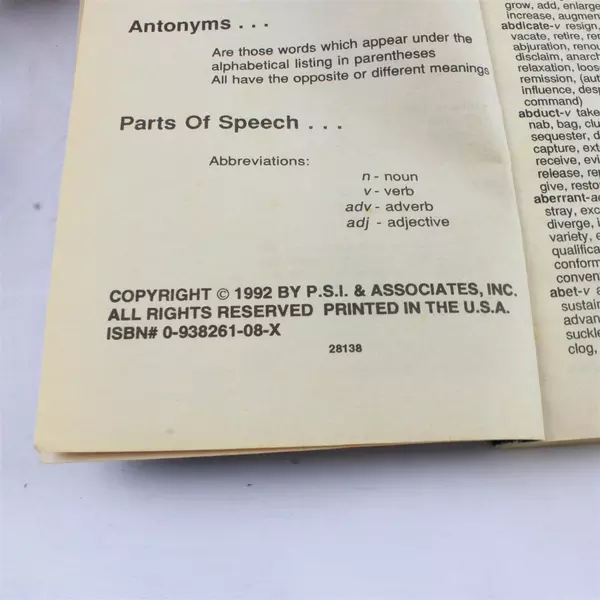 Roget's Thesaurus PSI Associate 1992 Paperback Rare