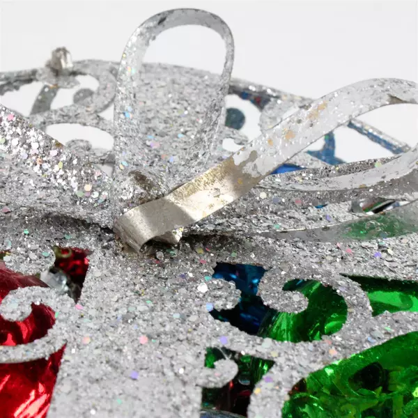 Christmas Decorative Scroll Work Box with Ornamental Bulbs Holiday Decor