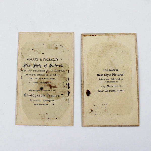 Lot of 2 Antique Tintype Man And Child Portrait Photos New London Connecticut 