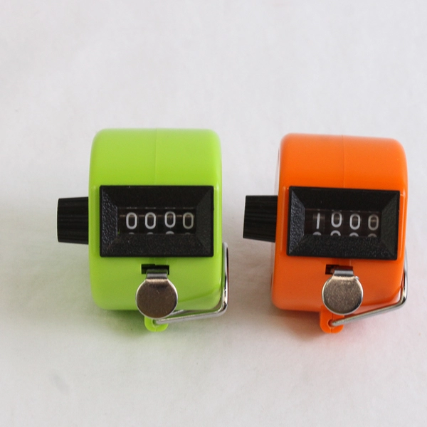 Lot Of 2 Unbranded Hand Held Tally Counters Green & Orange