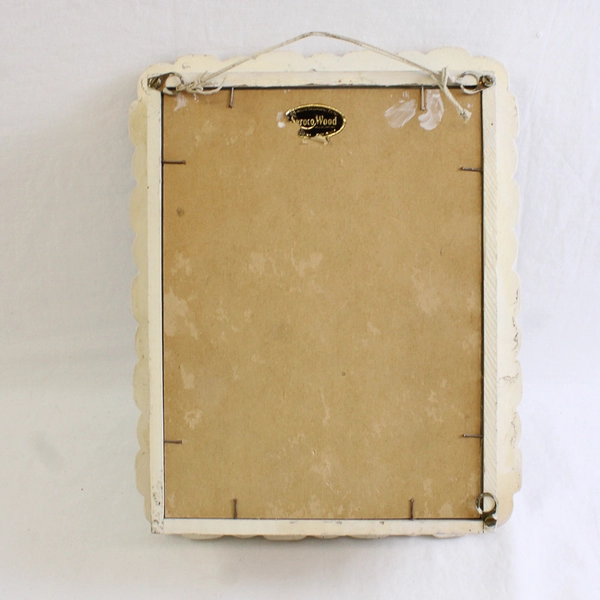 1960s Syroco Wood Scalloped Edge Wall Hanging Mirror 9 1/2" by 7 1/2"