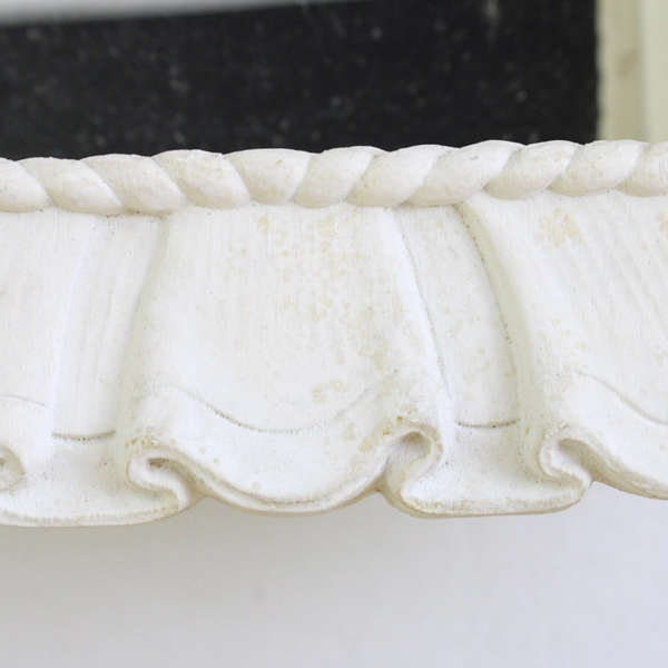 1960s Syroco Wood Scalloped Edge Wall Hanging Mirror 9 1/2" by 7 1/2"