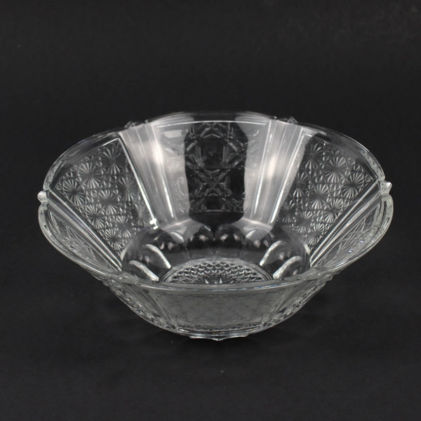 Vintage FNG Indonesia Daisy Cane Button Pattern Pressed Glass Bowl 7"