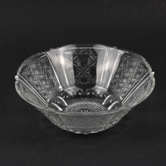 Vintage FNG Indonesia Daisy Cane Button Pattern Pressed Glass Bowl 7"