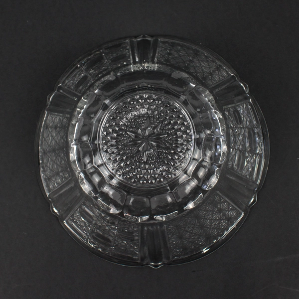 Vintage FNG Indonesia Daisy Cane Button Pattern Pressed Glass Bowl 7"