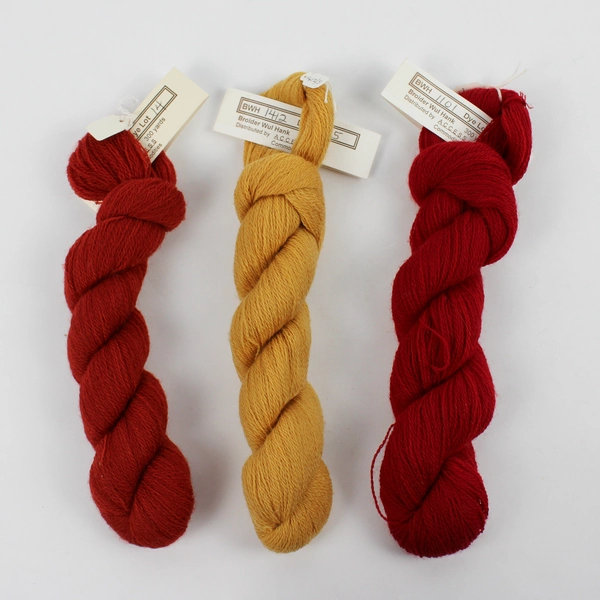Lot of 3 New Needlepoint Lamb's Wool Braids, 300 Yds Each, Red & Tan