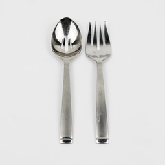 Set of 2 Oneida Silver Frost Pattern Cold Meat Fork Slotted Serving Spoon SS