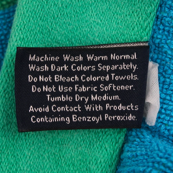 Lands' End Green/Blue Striped Beach Towel 100% Cotton 34" x 72.5"