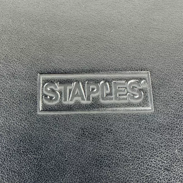 Lot of 2 Staples Mission Letter Trays Faux Black Leather With White Stitching