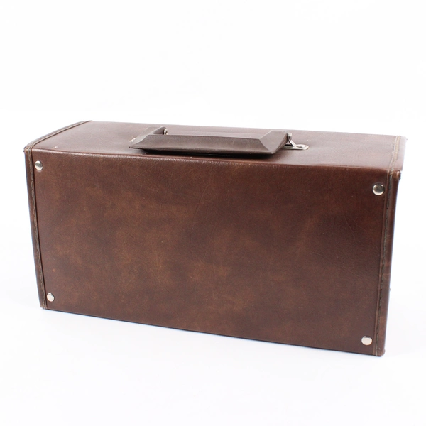 Vintage Unbranded Cassette Hard Holder Carrier Case Brown Vinyl 6"x4.75"x12.25"