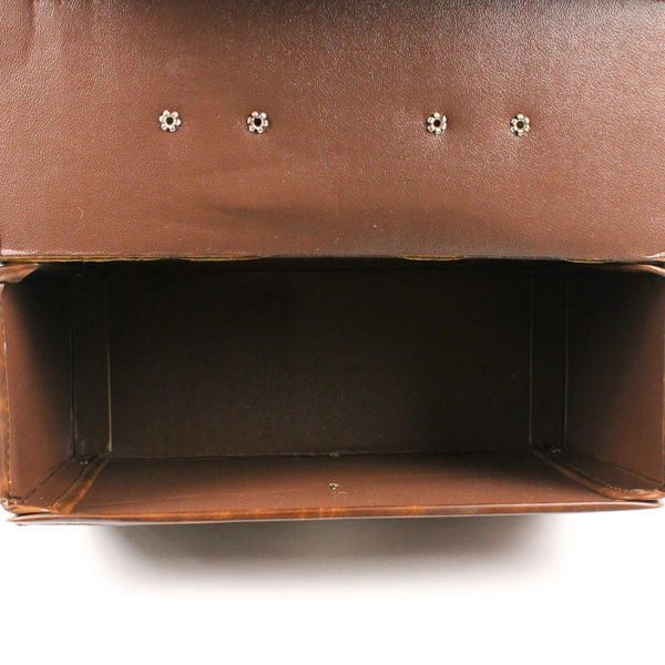 Vintage Unbranded Cassette Hard Holder Carrier Case Brown Vinyl 6"x4.75"x12.25"