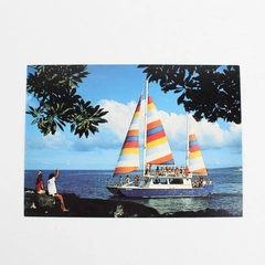 Vintage Kona Coast Hawaii Fair Wind Trimaran Sailboat Postcard by MCG