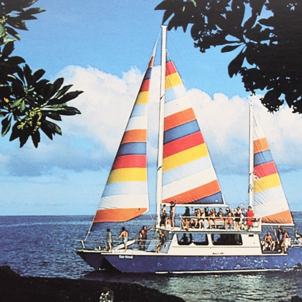 Vintage Kona Coast Hawaii Fair Wind Trimaran Sailboat Postcard by MCG