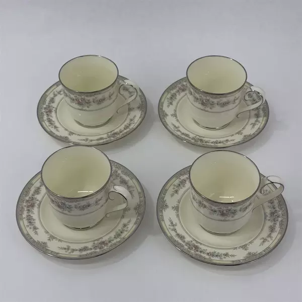 Set of 4 Noritake Shenandoah 9729 Bone China Cups And saucers