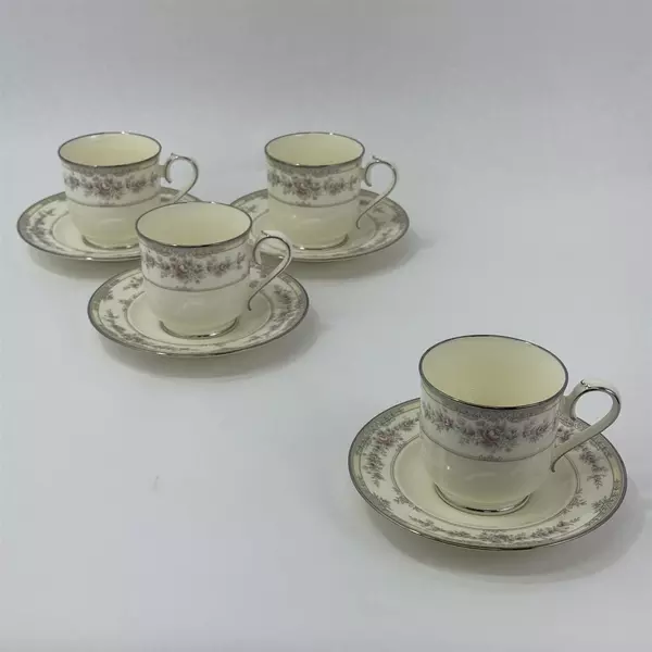 Set of 4 Noritake Shenandoah 9729 Bone China Cups And saucers