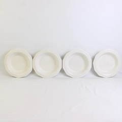 Lot Of 4 Pfaltzgraff Heritage White Pattern Ceramic Rim Soup Bowl 8.75" Diameter